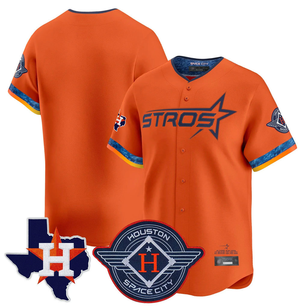 Jamed H.Astros Orange City Connect Texas Patch Vapor Premier Blank Player Limited Home Stitched Jerseys