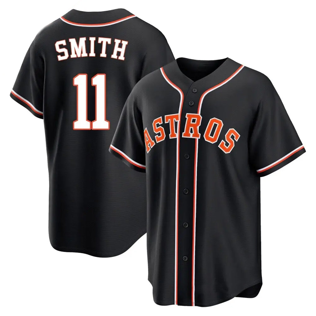 Jamed H.Astros #11 Cam Smith Player Black Fashion Out Home Game Stitched Jerseys