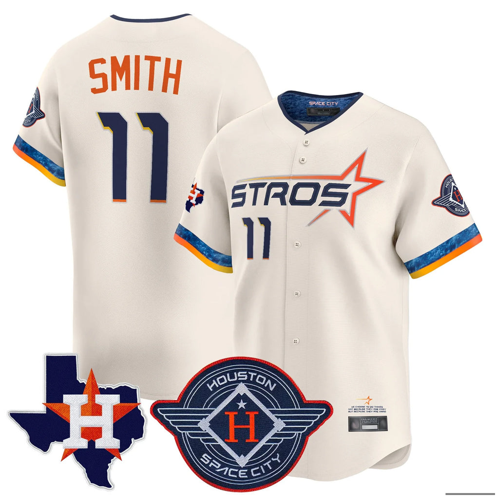 Jamed H.Astros #11 Cam Smith Player Cream City Connect Texas Patch Vapor Premier Limited Home Stitched Jerseys