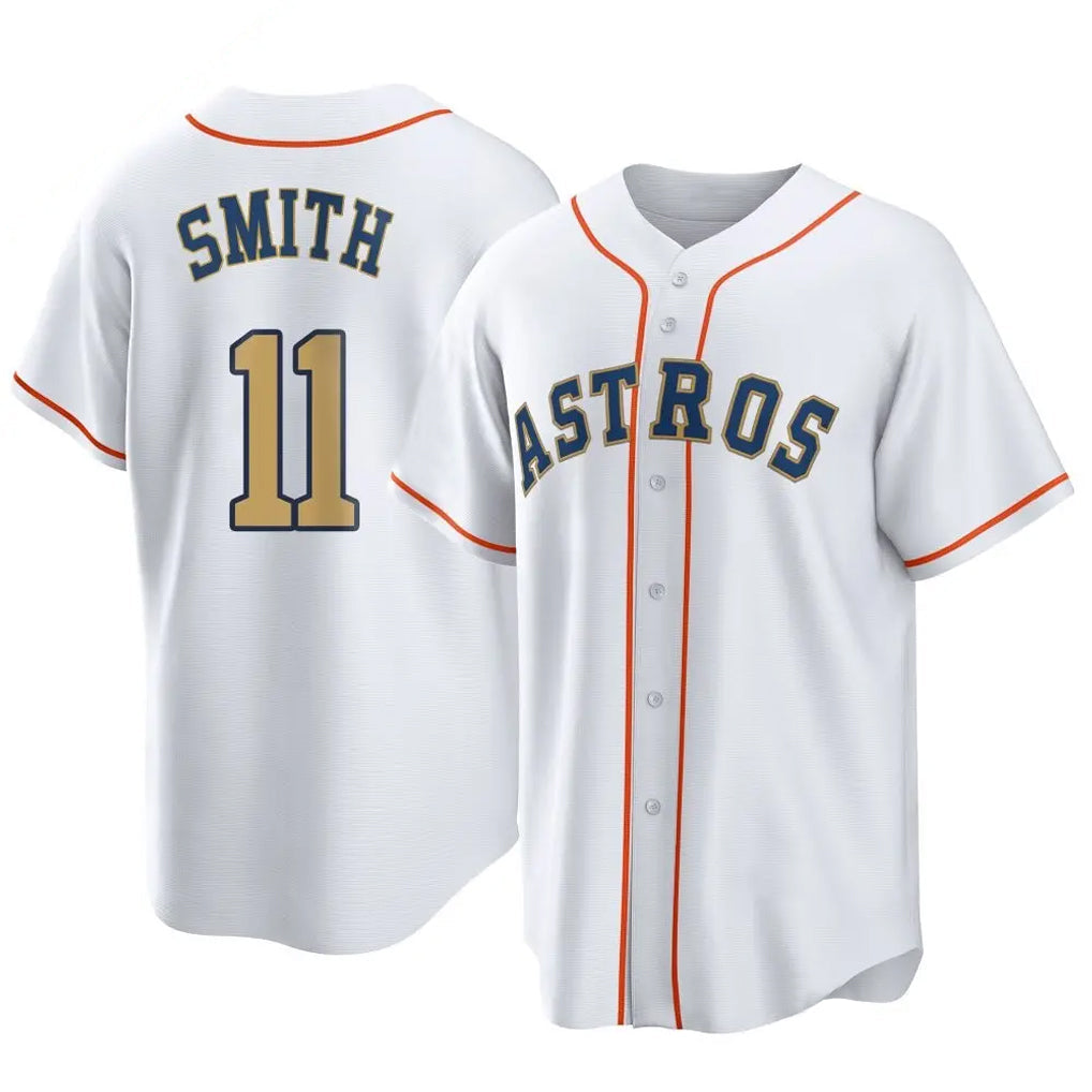 Jamed H.Astros #11 Cam Smith Player Gold Collection Game Home Stitched Jerseys