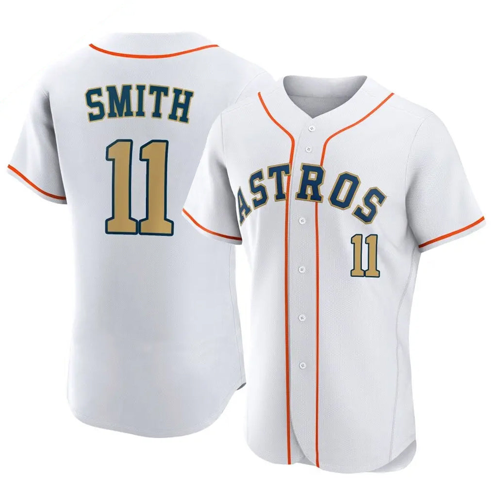 Jamed H.Astros #11 Cam Smith Player Gold Collection Limited Elite Home Stitched Jerseys
