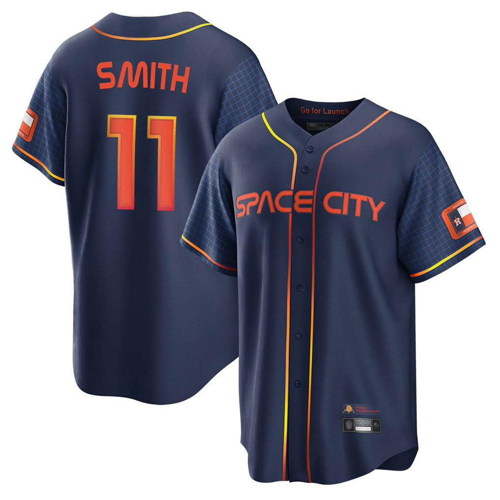 Jamed H.Astros #11 Cam Smith Player Navy City Connect Home Game Stitched Jerseys
