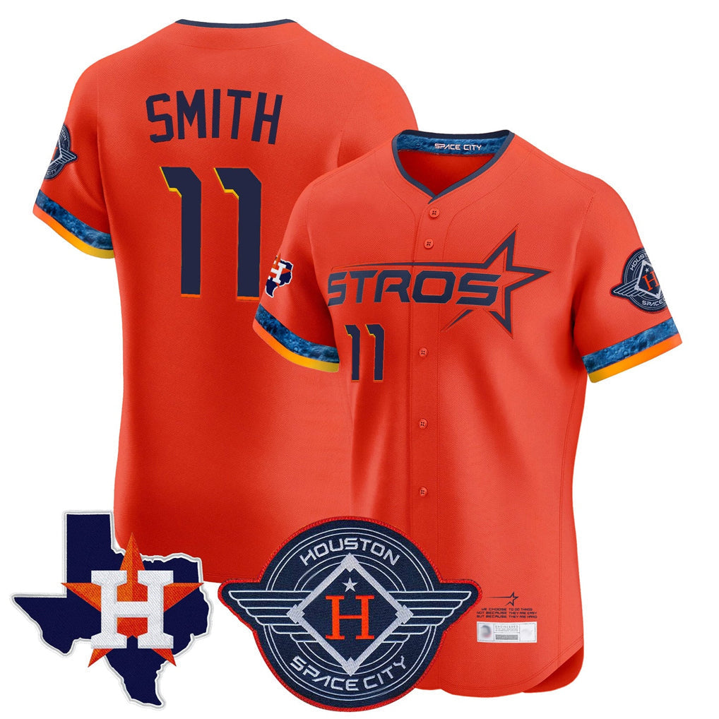 Jamed H.Astros #11 Cam Smith Player Orange City Connect Texas Patch Vapor Premier Limited Elite Home Stitched Jerseys