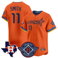 Jamed H.Astros #11 Cam Smith Player Orange City Connect Texas Patch Vapor Premier Limited Home Stitched Jerseys