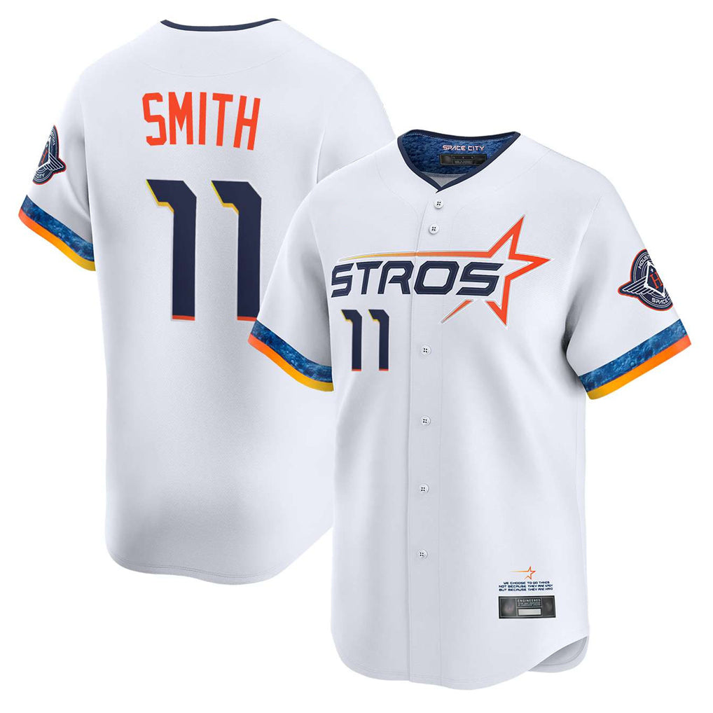 Jamed H.Astros #11 Cam Smith Player White City Connect Limited Home Stitched Jerseys