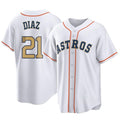 Jamed H.Astros #21 Yainer Diaz Player Gold Collection Game Home Stitched Jerseys