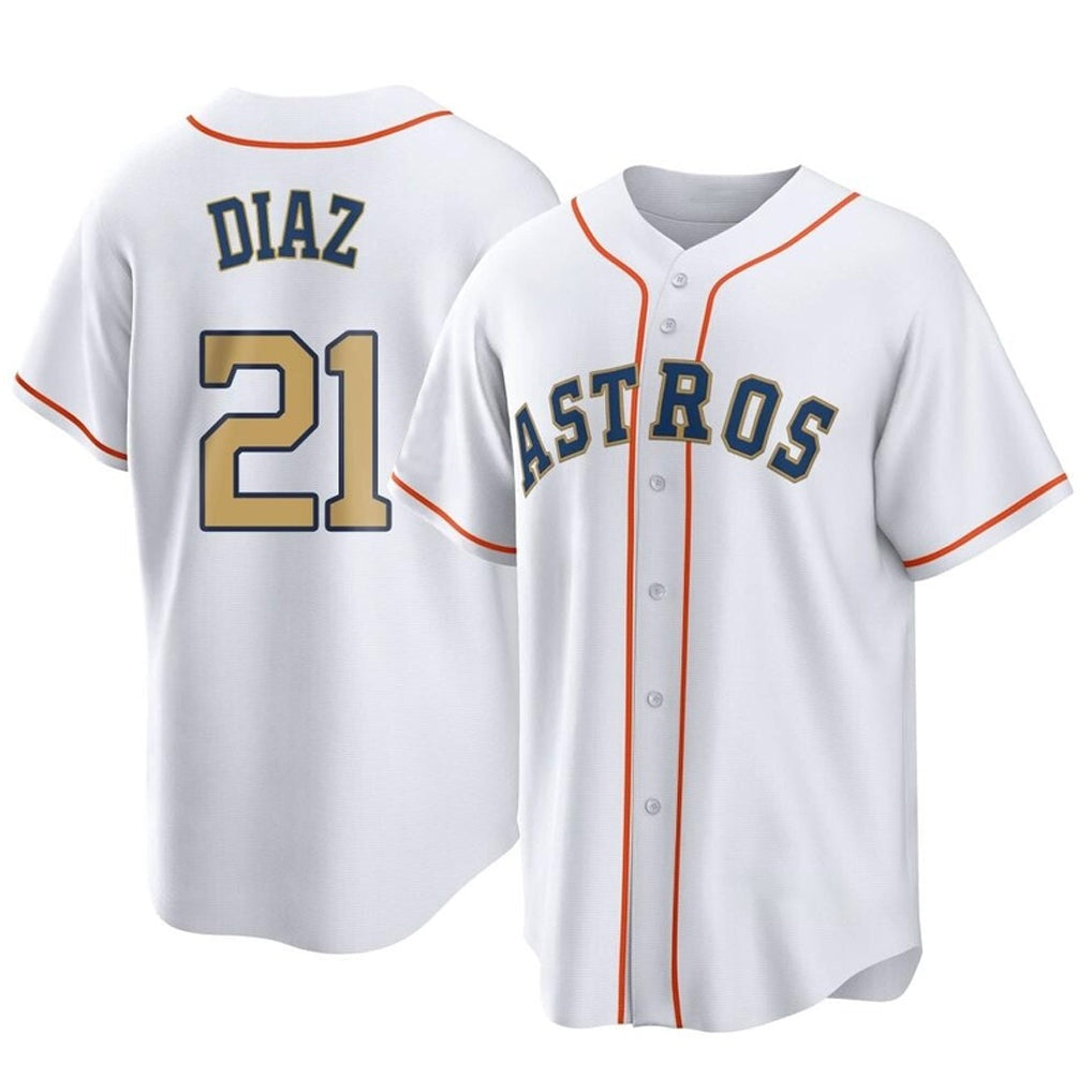 Jamed H.Astros #21 Yainer Diaz Player Gold Collection Game Home Stitched Jerseys