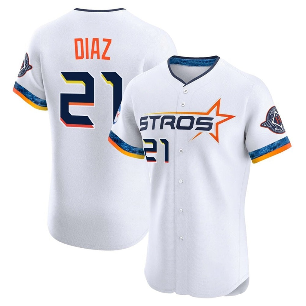 Jamed H.Astros #21 Yainer Diaz Player White City Connect Limited Elite Home Stitched Jerseys