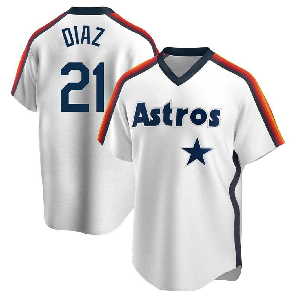 Jamed H.Astros #21 Yainer Diaz Player White Cooperstown Collection T-shirt Stitched Jerseys