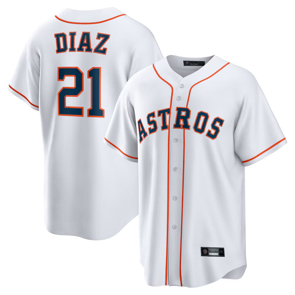 Jamed H.Astros #21 Yainer Diaz Player White Home Game Stitched Jerseys