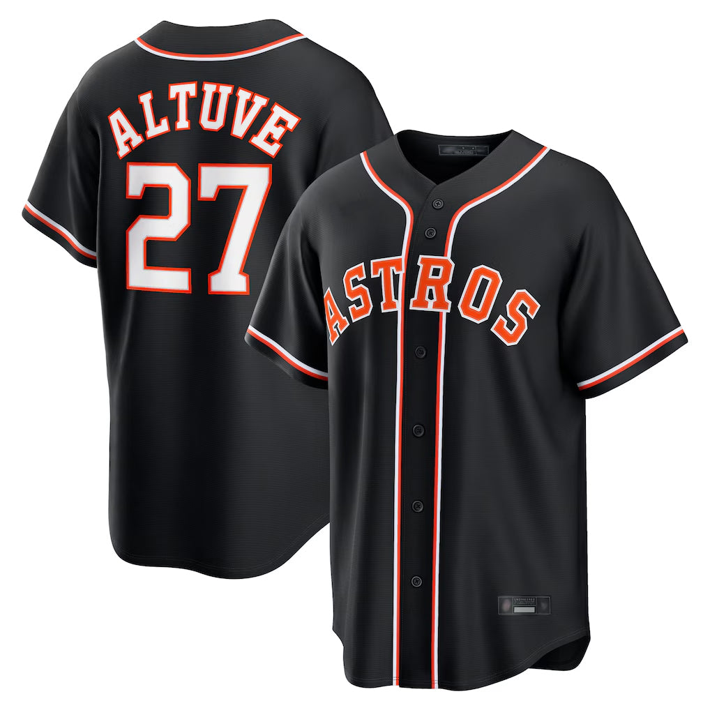 Jamed H.Astros #27 Jose Altuve Player Black Fashion Out Home Game Stitched Jerseys