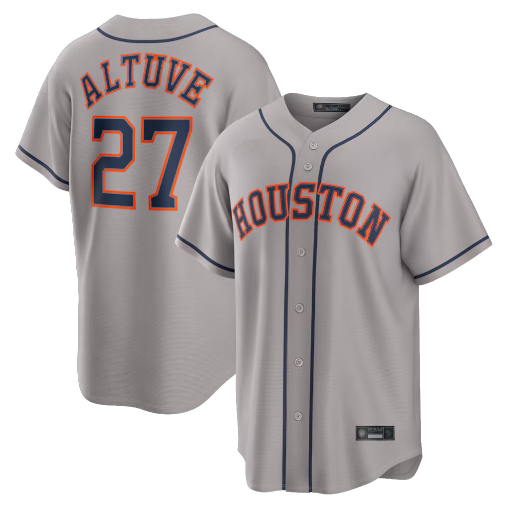 Jamed H.Astros #27 Jose Altuve Player Gray Home Game Stitched Jerseys