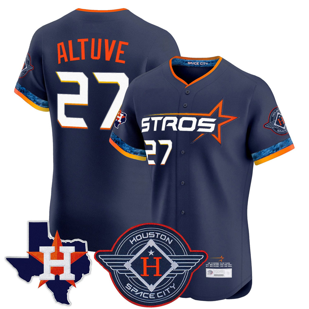 Jamed H.Astros #27 Jose Altuve Player Navy City Connect Texas Patch Vapor Premier Limited Elite Home Stitched Jerseys