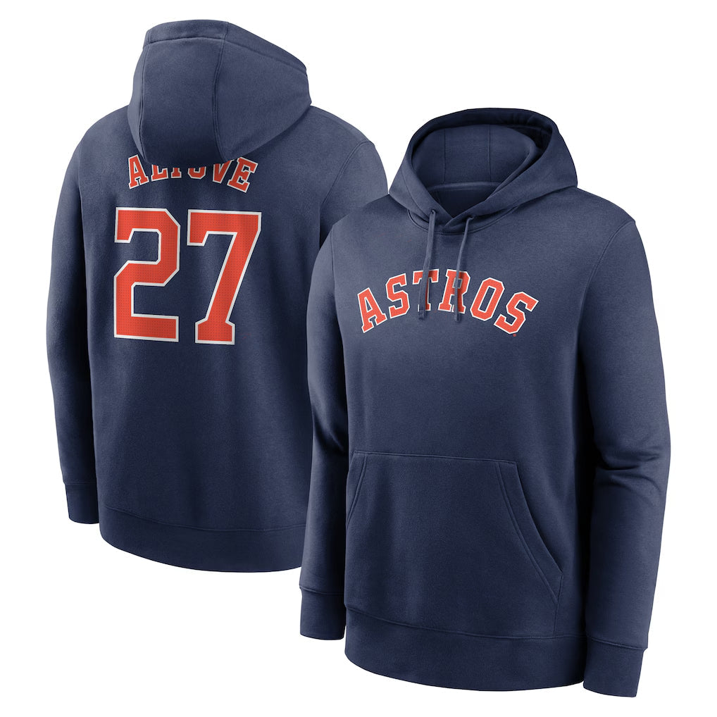 Jamed H.Astros #27 Jose Altuve Player Navy Club Fleece Pullover Hoodie Stitched Jerseys