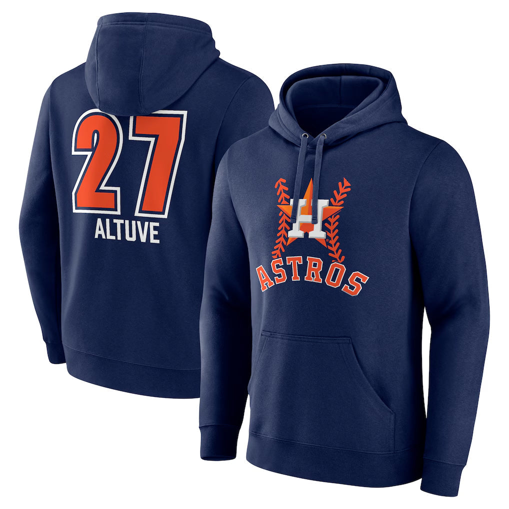 Jamed H.Astros #27 Jose Altuve Player Navy Pullover Hoodie Stitched Jerseys
