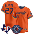 Jamed H.Astros #27 Jose Altuve Player Orange City Connect Texas Patch Vapor Premier Limited Home Stitched Jerseys