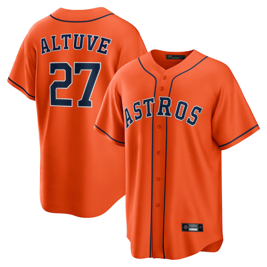 Jamed H.Astros #27 Jose Altuve Player Orange Home Game Stitched Jerseys