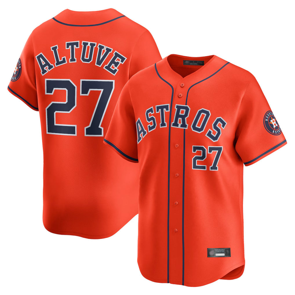 Jamed H.Astros #27 Jose Altuve Player Orange Home Limited Stitched Jerseys