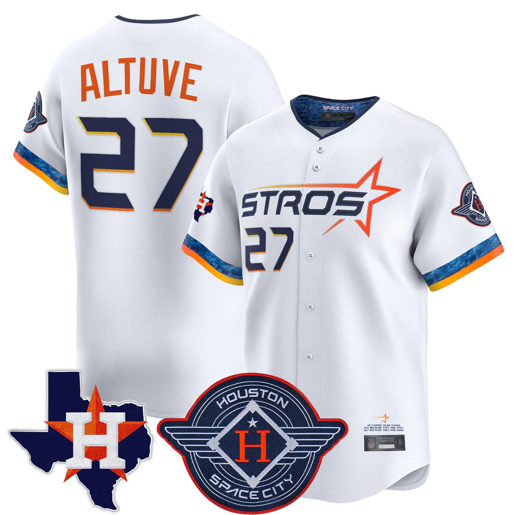 Jamed H.Astros #27 Jose Altuve Player White City Connect Texas Patch Vapor Premier Limited Home Stitched Jerseys