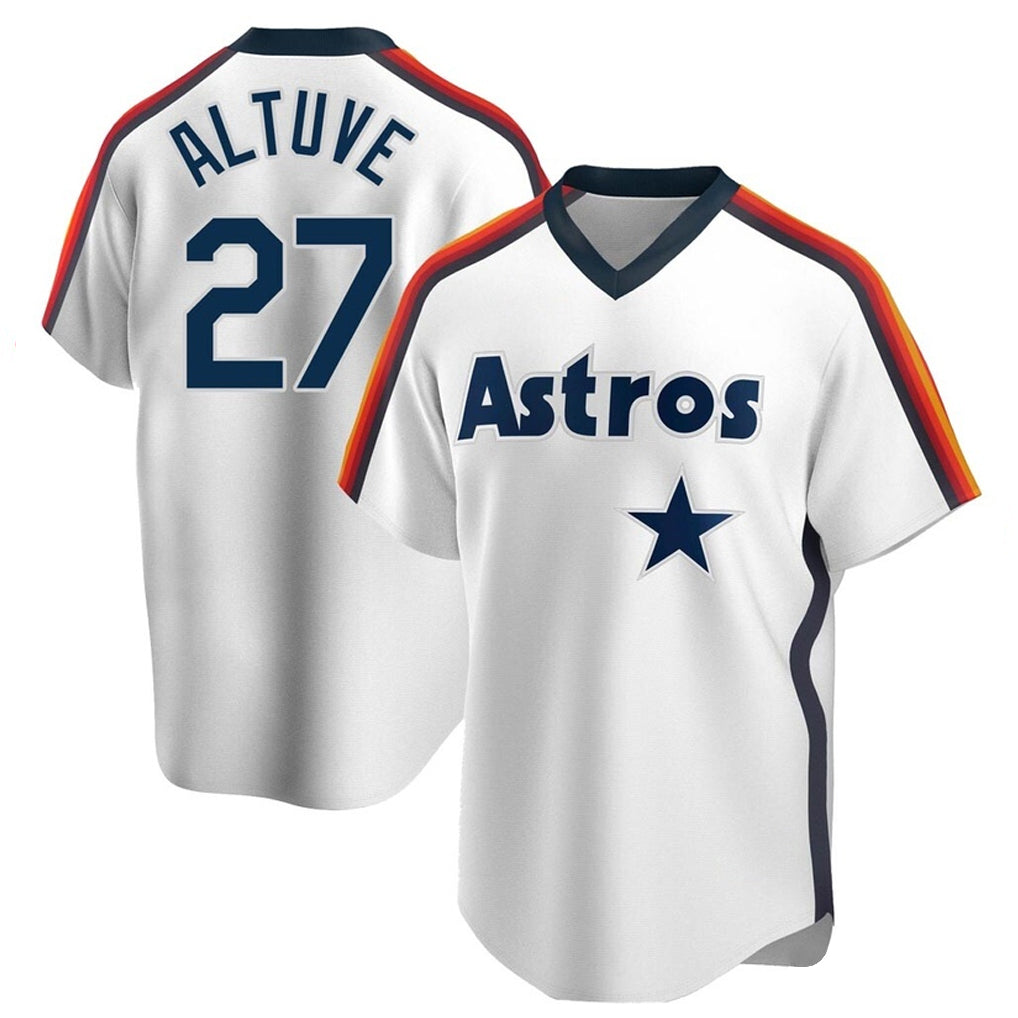 Jamed H.Astros #27 Jose Altuve Player White Cooperstown Collection T-shirt Stitched Jerseys