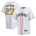 Jamed H.Astros #27 Jose Altuve Player White Gold Collection Game Home Stitched Jerseys