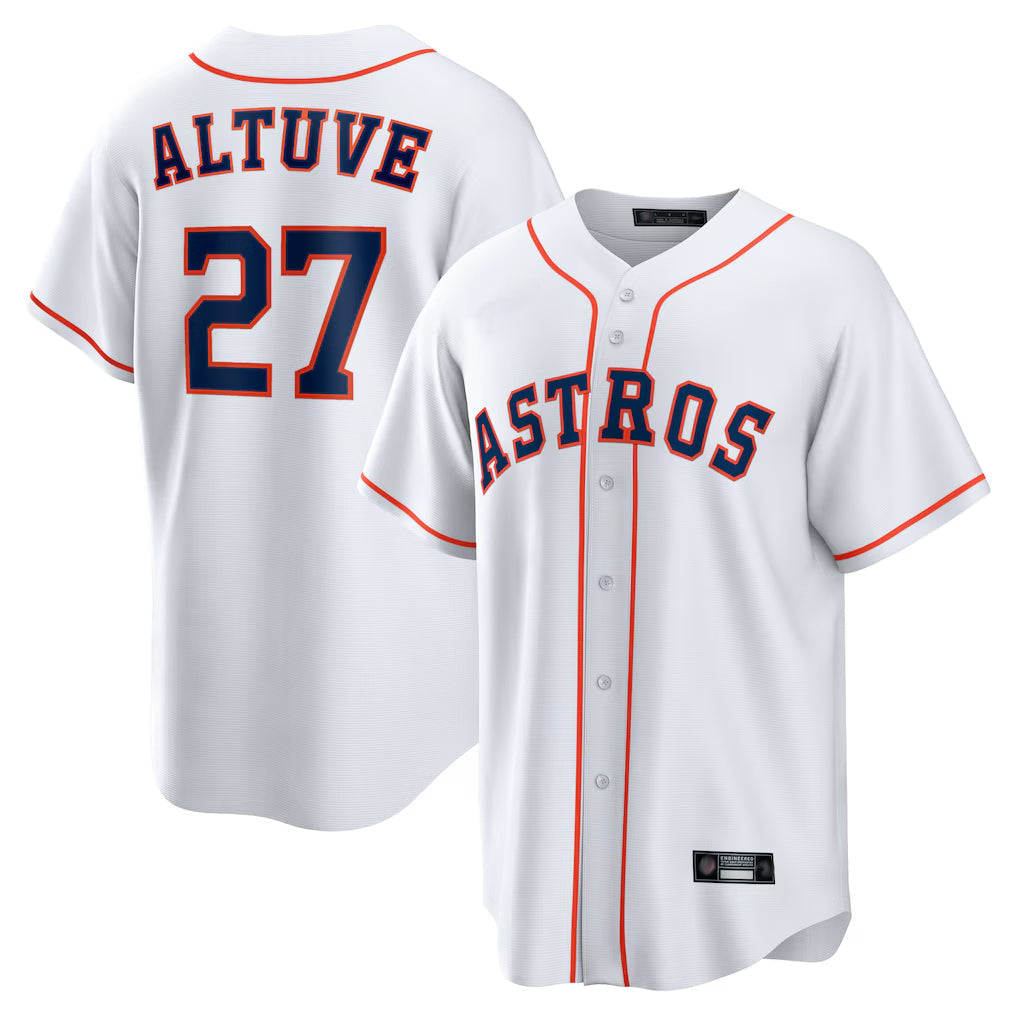 Jamed H.Astros #27 Jose Altuve Player White Home Game Stitched Jerseys