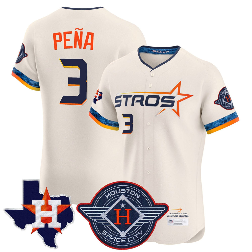 Jamed H.Astros #3 Jeremy Pe?a Player Cream City Connect Texas Patch Vapor Premier Limited Elite Home Stitched Jerseys