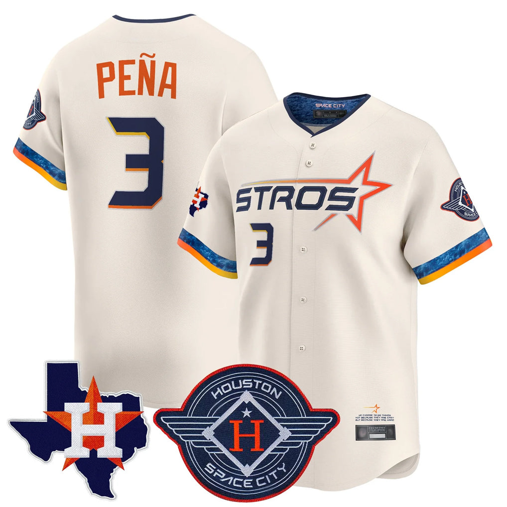 Jamed H.Astros #3 Jeremy Pe?a Player Cream City Connect Texas Patch Vapor Premier Limited Home Stitched Jerseys