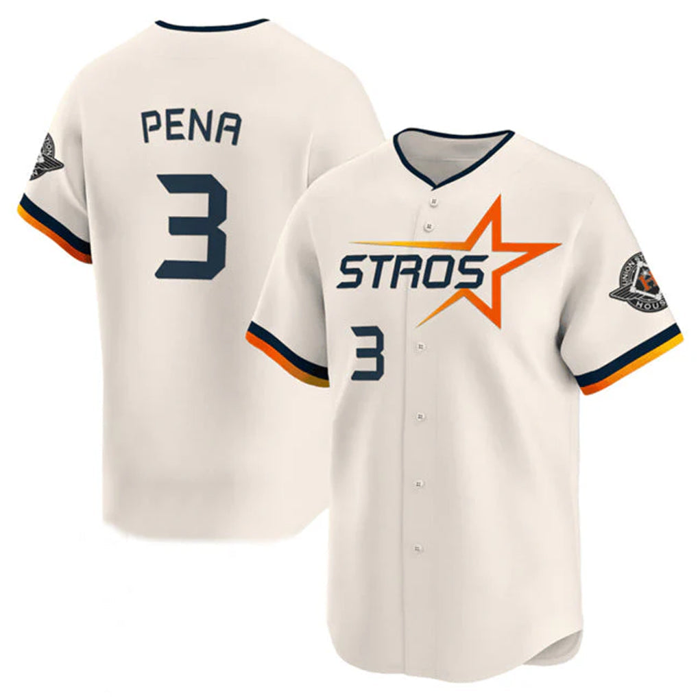 Jamed H.Astros #3 Jeremy Pe?a Player Cream Limited Home Stitched Jerseys