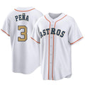 Jamed H.Astros #3 Jeremy Pe?a Player Gold Collection Game Home Stitched Jerseys
