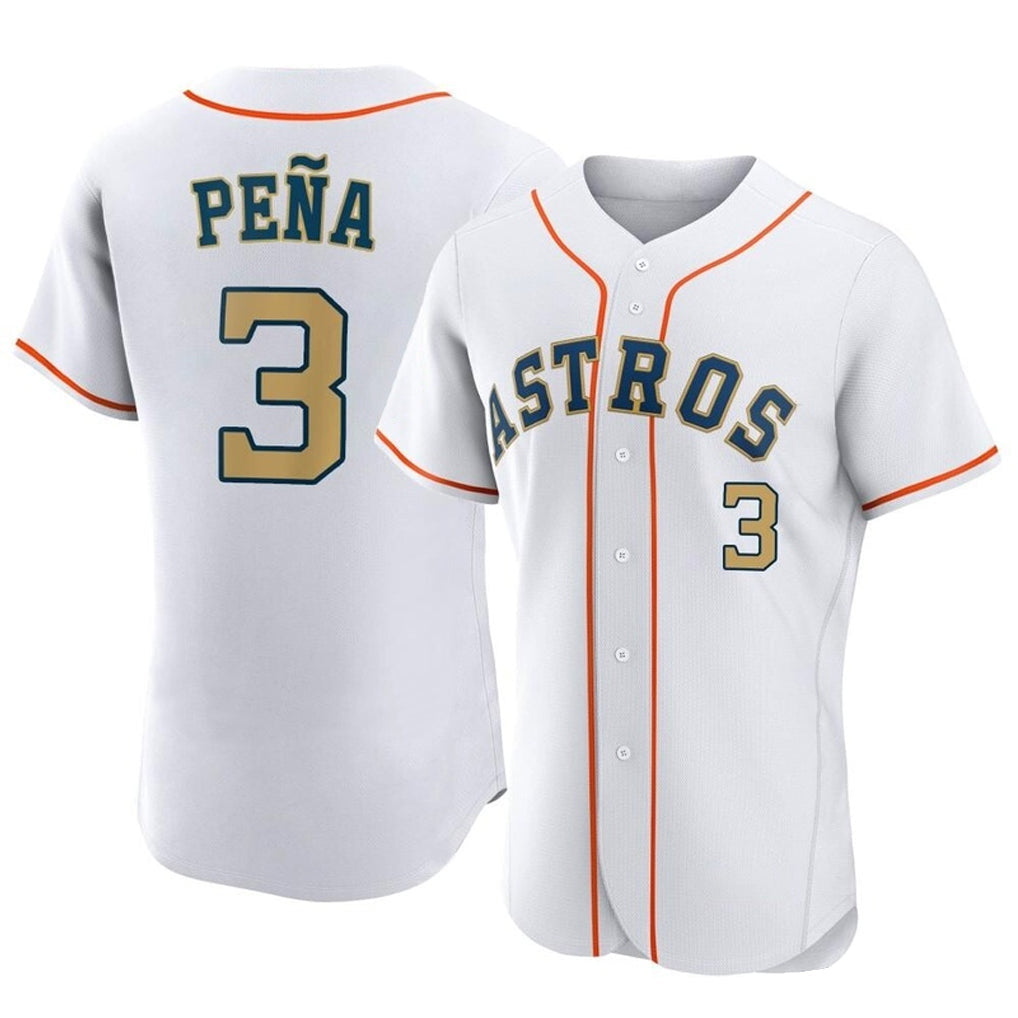 Jamed H.Astros #3 Jeremy Pe?a Player Gold Collection Limited Elite Home Stitched Jerseys