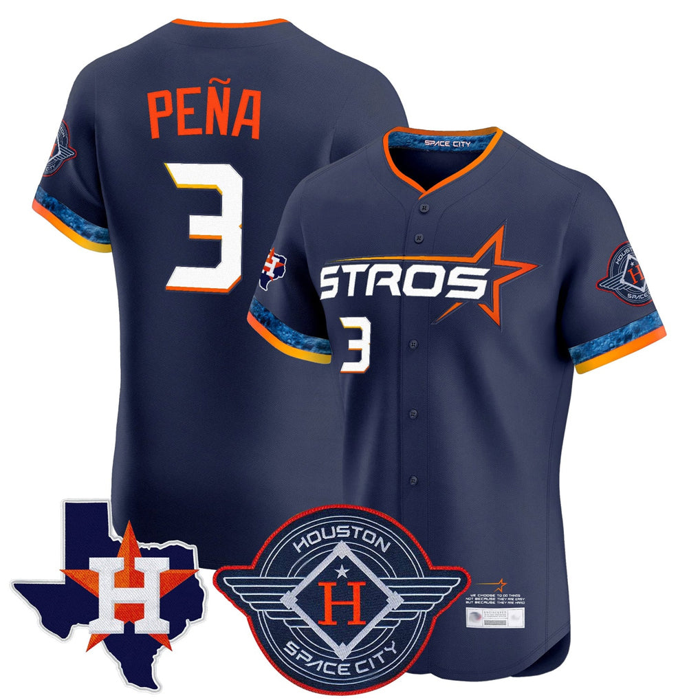Jamed H.Astros #3 Jeremy Pe?a Player Navy City Connect Texas Patch Vapor Premier Limited Elite Home Stitched Jerseys