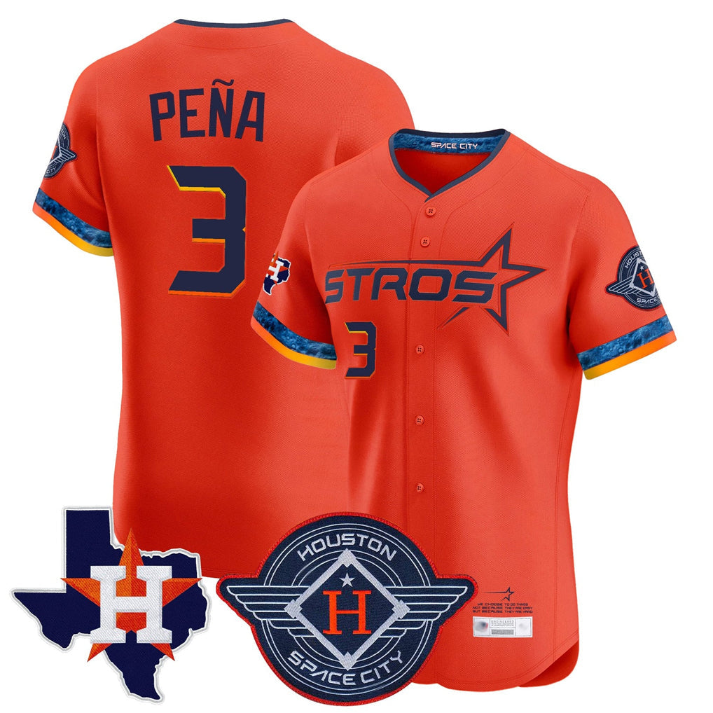 Jamed H.Astros #3 Jeremy Pe?a Player Orange City Connect Texas Patch Vapor Premier Limited Elite Home Stitched Jerseys