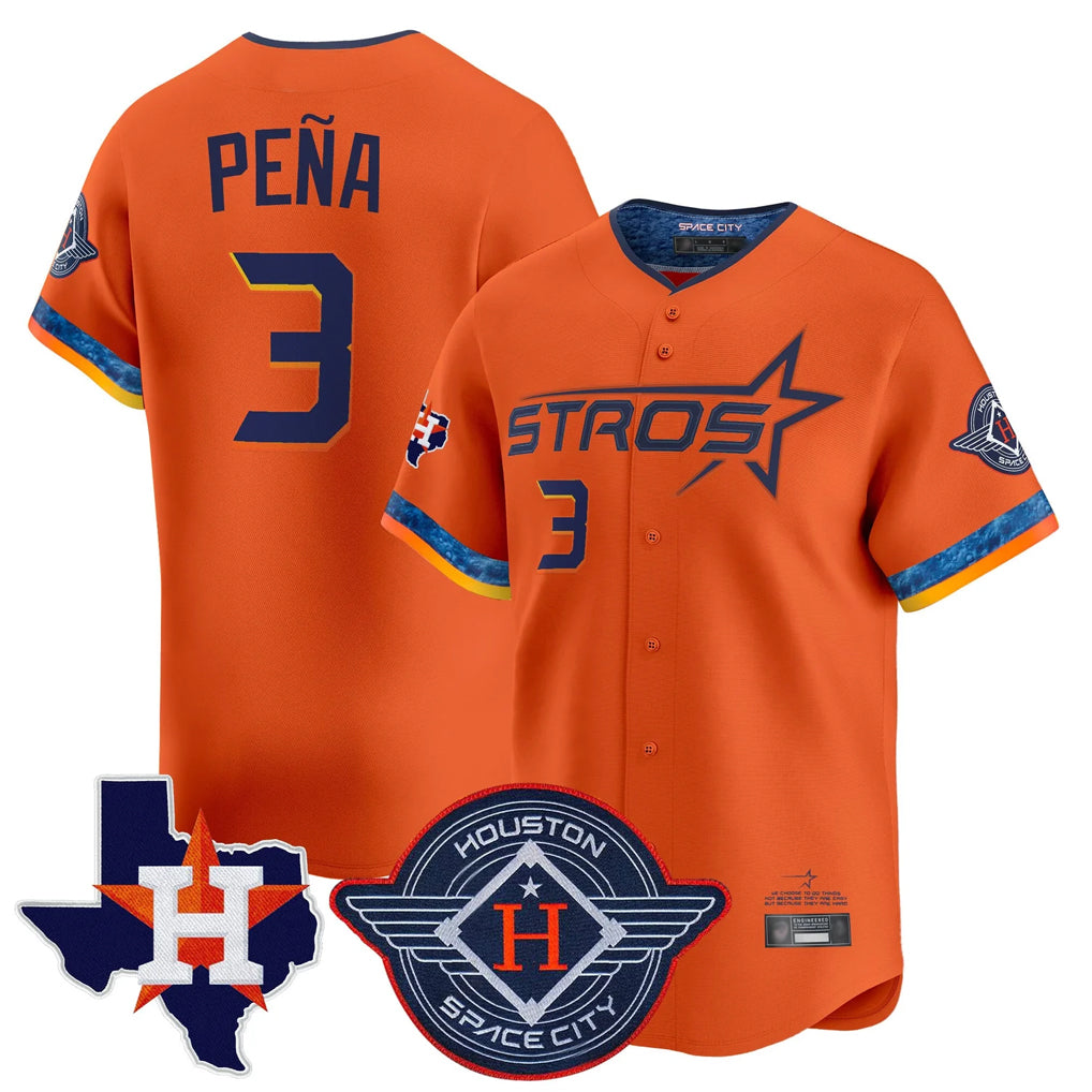 Jamed H.Astros #3 Jeremy Pe?a Player Orange City Connect Texas Patch Vapor Premier Limited Home Stitched Jerseys