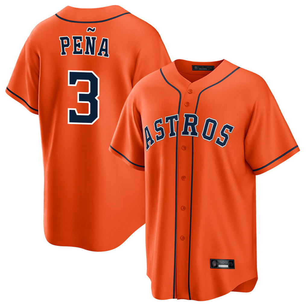 Jamed H.Astros #3 Jeremy Pe?a Player Orange Home Game Stitched Jerseys