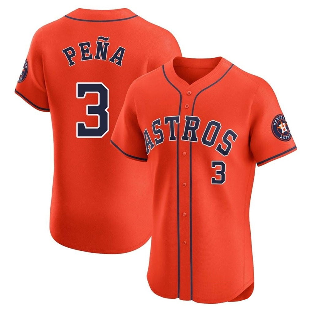 Jamed H.Astros #3 Jeremy Pe?a Player Orange Home Limited Elite Stitched Jerseys