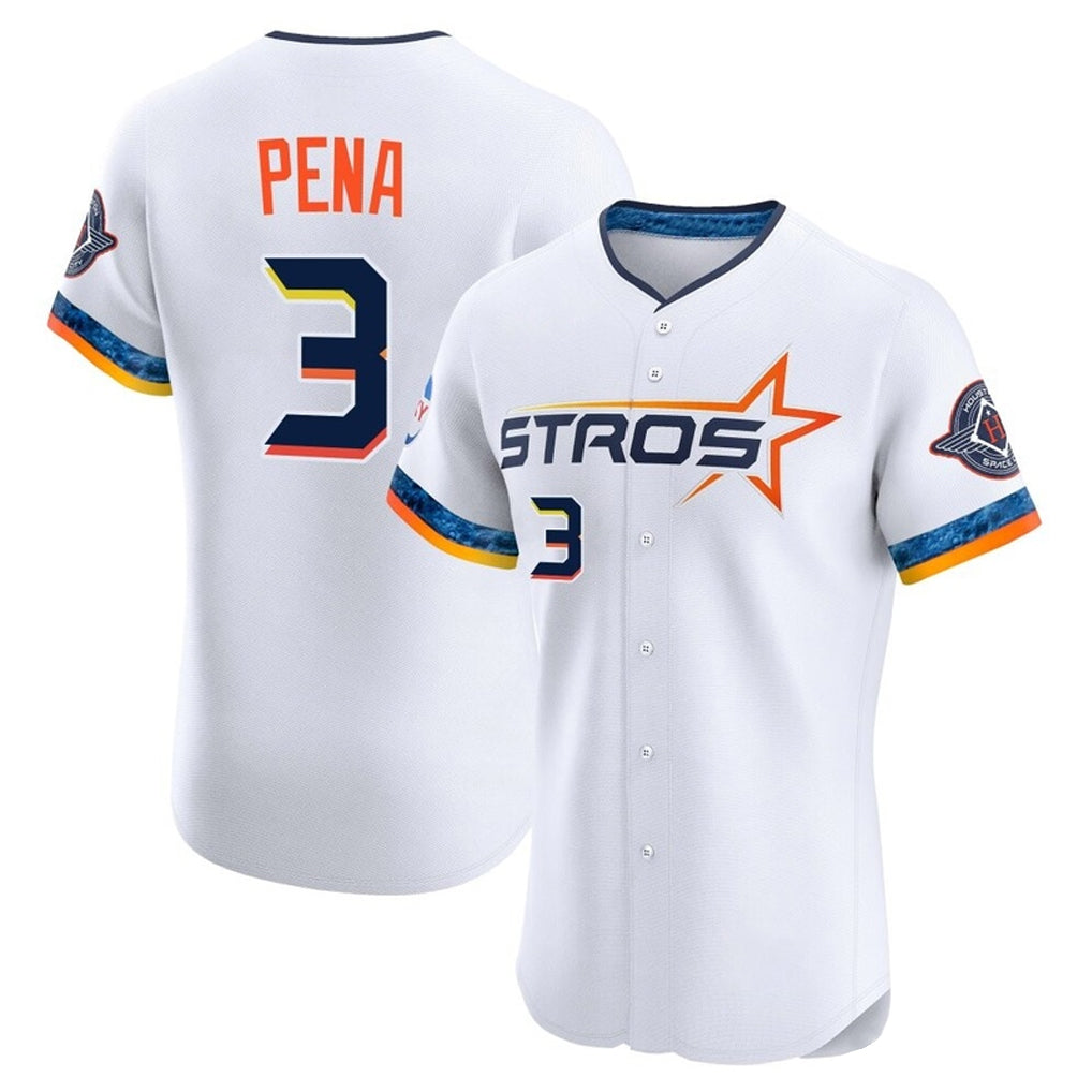 Jamed H.Astros #3 Jeremy Pe?a Player White City Connect Limited Elite Home Stitched Jerseys