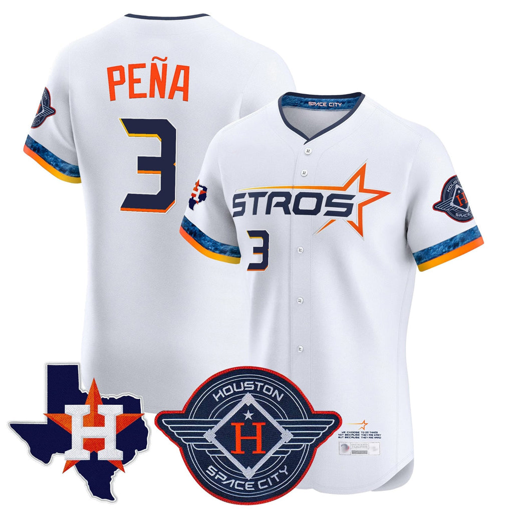 Jamed H.Astros #3 Jeremy Pe?a Player White City Connect Texas Patch Vapor Premier Limited Elite Home Stitched Jerseys