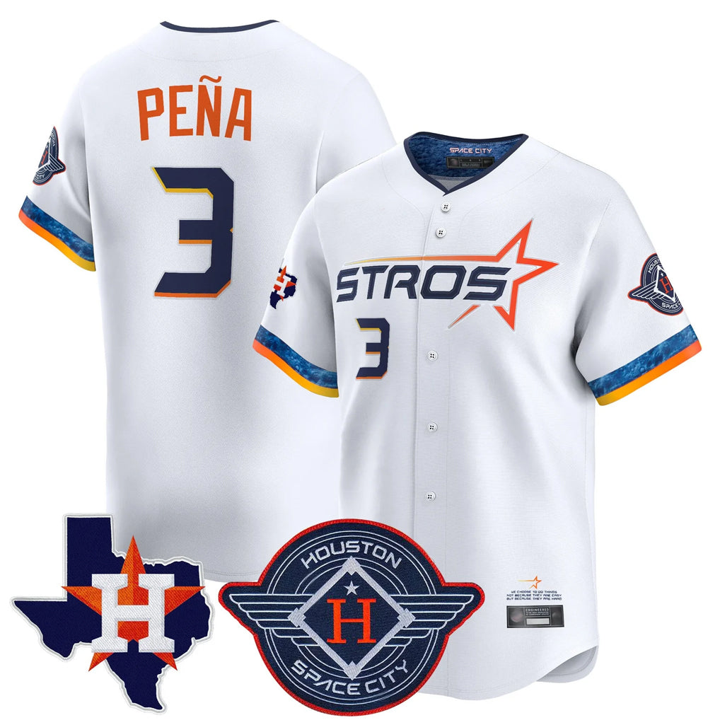 Jamed H.Astros #3 Jeremy Pe?a Player White City Connect Texas Patch Vapor Premier Limited Home Stitched Jerseys