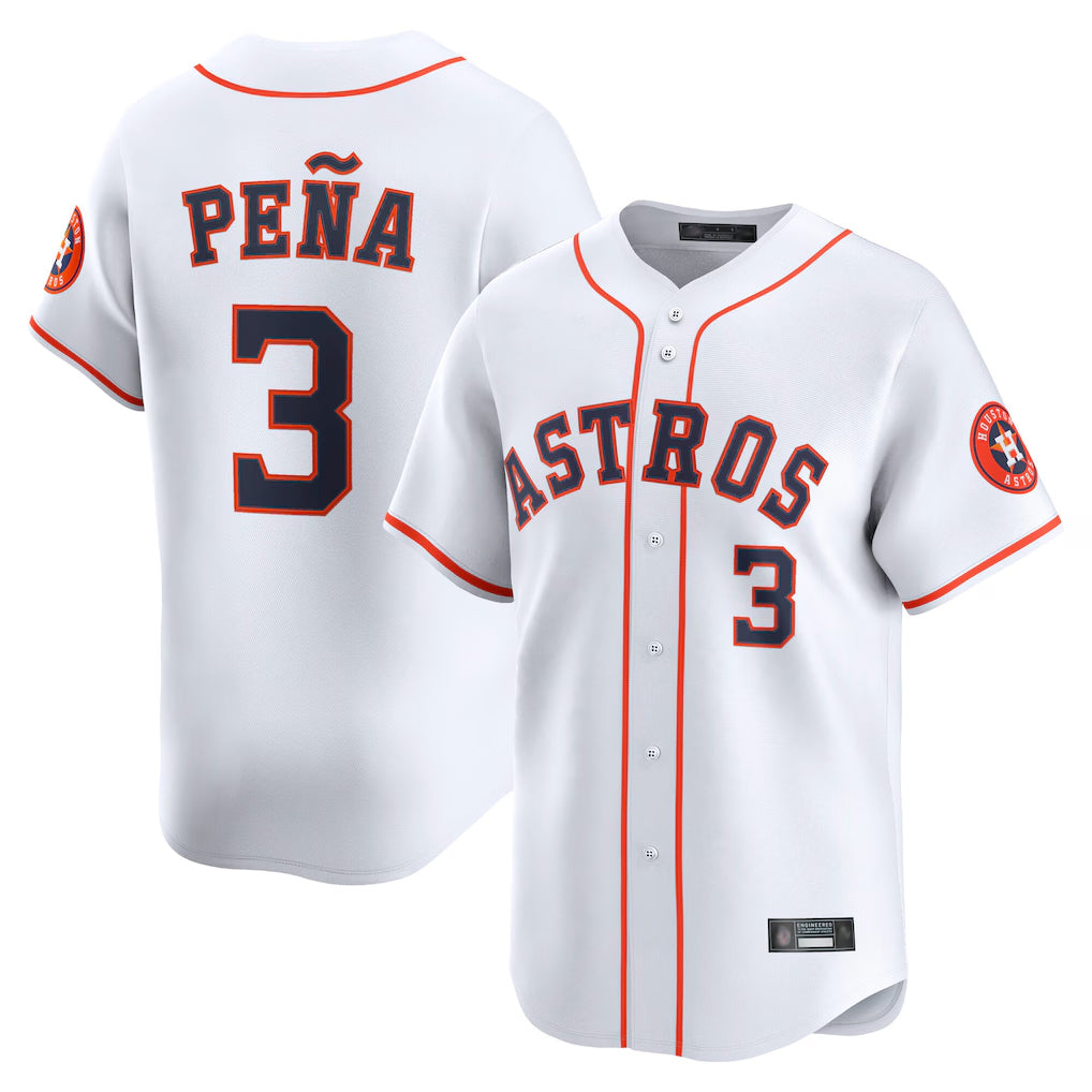 Jamed H.Astros #3 Jeremy Pe?a Player White Home Limited Stitched Jerseys