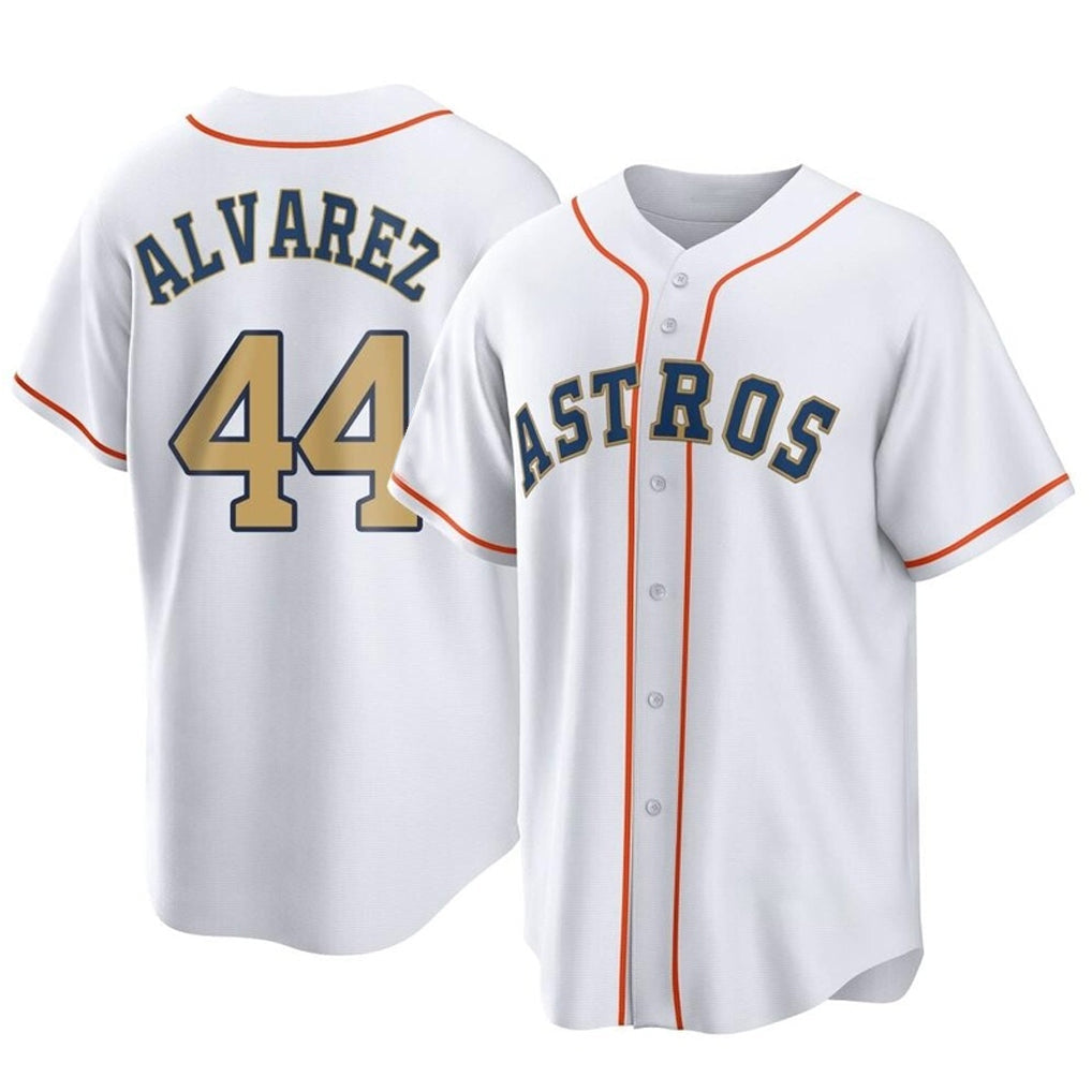 Jamed H.Astros #44 Yordan Alvarez Player Gold Collection Game Home Stitched Jerseys
