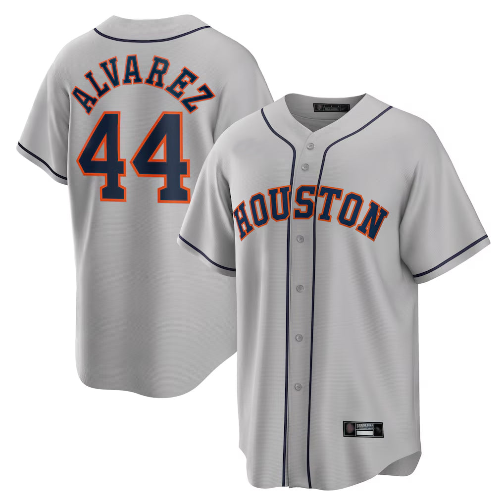 Jamed H.Astros #44 Yordan Alvarez Player Gray Home Game Stitched Jerseys