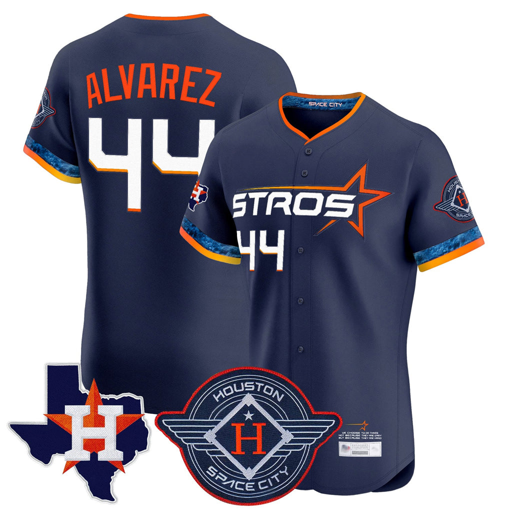 Jamed H.Astros #44 Yordan Alvarez Player Navy City Connect Texas Patch Vapor Premier Limited Elite Home Stitched Jerseys