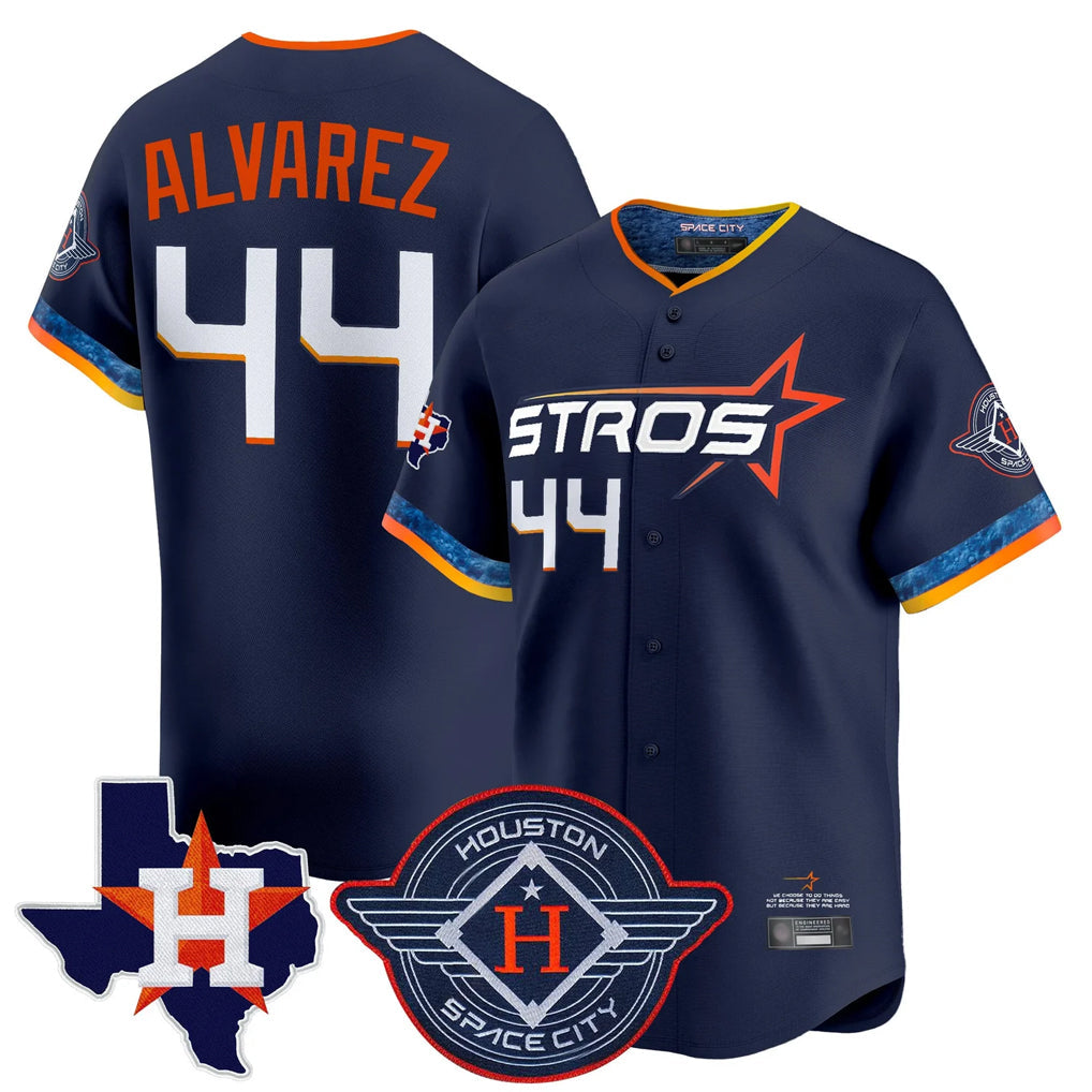 Jamed H.Astros #44 Yordan Alvarez Player Navy City Connect Texas Patch Vapor Premier Limited Home Stitched Jerseys