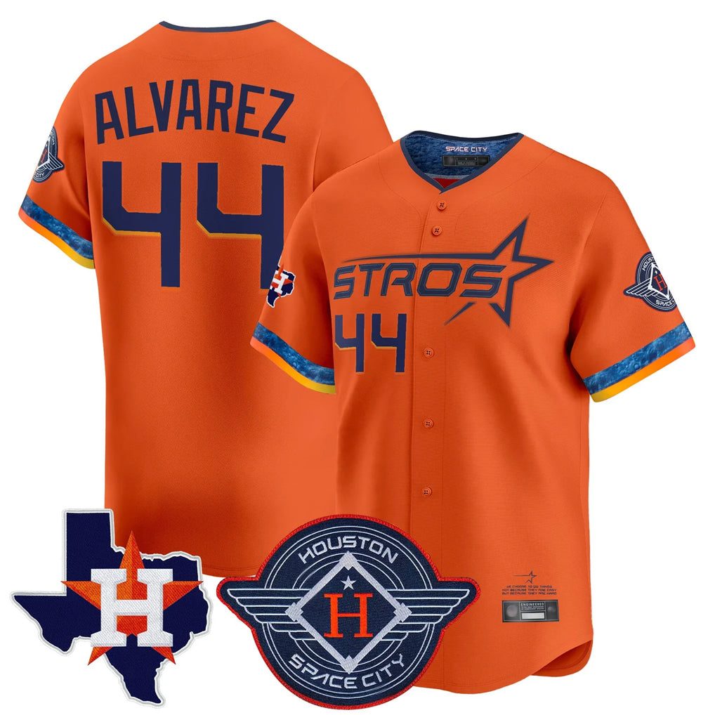 Jamed H.Astros #44 Yordan Alvarez Player Orange City Connect Texas Patch Vapor Premier Limited Home Stitched Jerseys