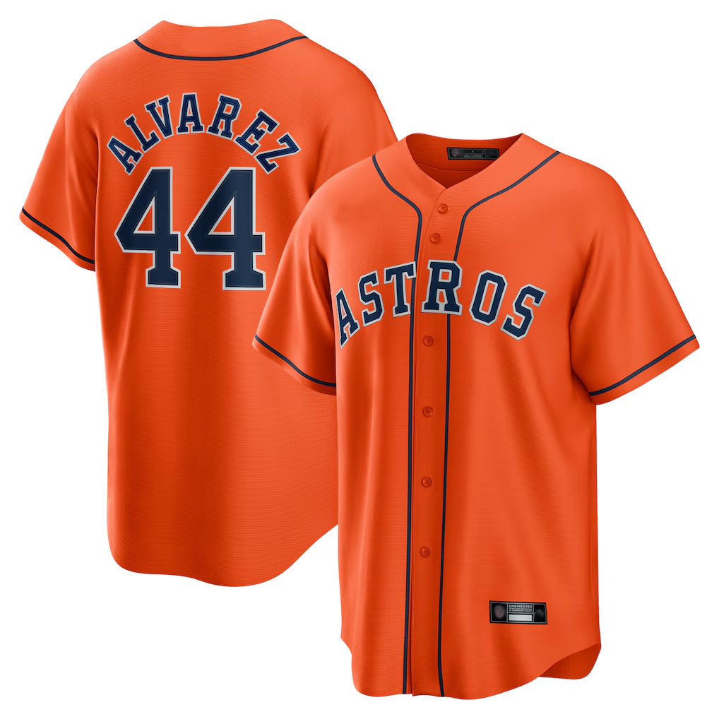 Jamed H.Astros #44 Yordan Alvarez Player Orange Home Game Stitched Jerseys