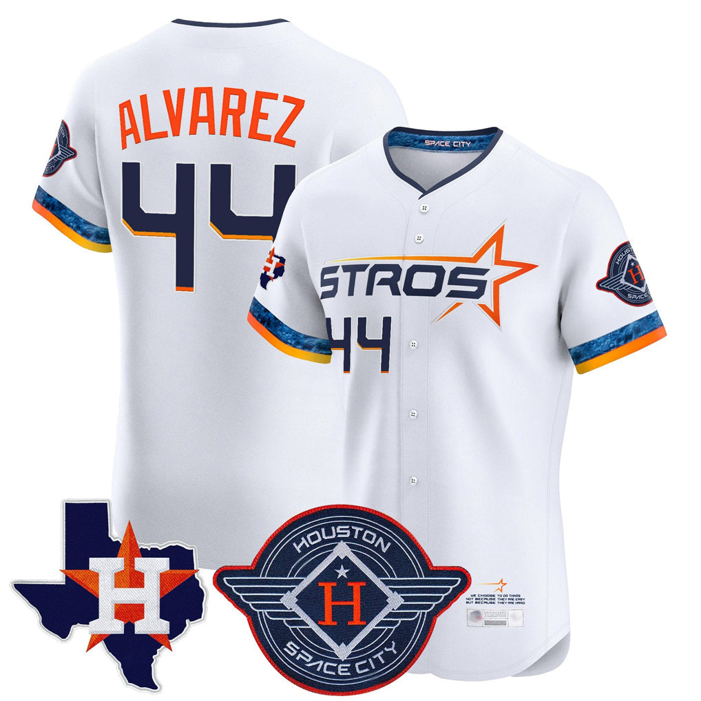 Jamed H.Astros #44 Yordan Alvarez Player White City Connect Texas Patch Vapor Premier Limited Elite Home Stitched Jerseys