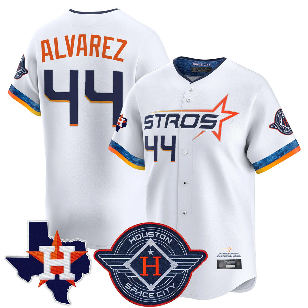 Jamed H.Astros #44 Yordan Alvarez Player White City Connect Texas Patch Vapor Premier Limited Home Stitched Jerseys