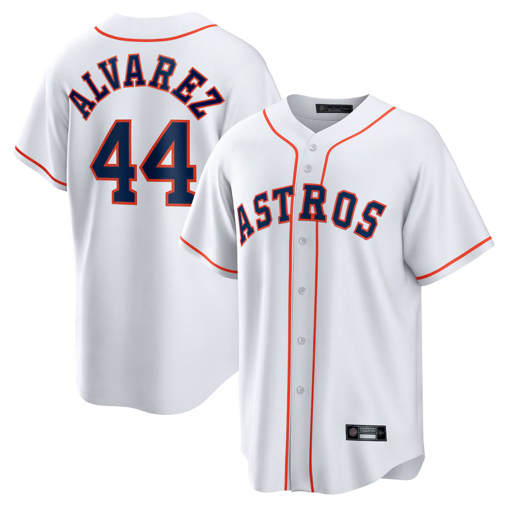 Jamed H.Astros #44 Yordan Alvarez Player White Home Game Stitched Jerseys