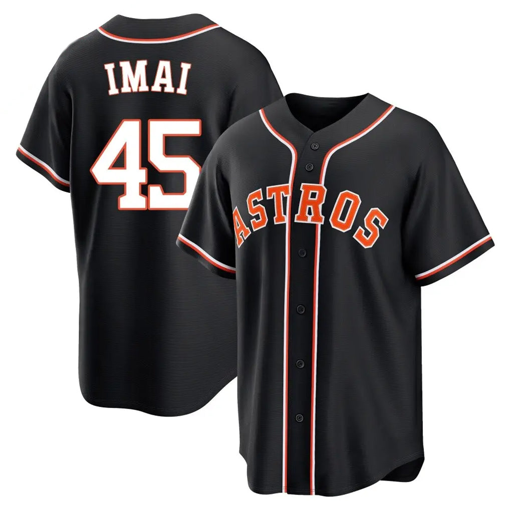 Jamed H.Astros #45 Tatsuya Imai Player Black Fashion Out Home Game Stitched Jerseys
